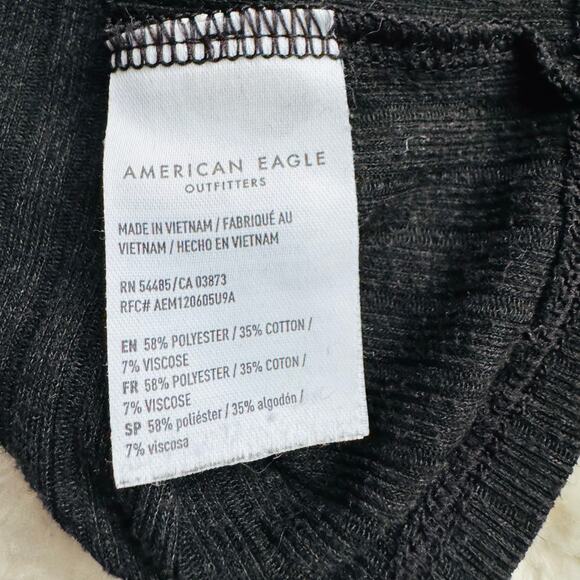 American Eagle Outfitters Womens Black Cotton Blend Cropped Ribbed Tank Top XS - Picture 3 of 5